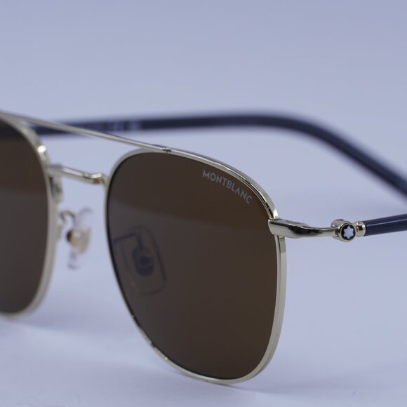 Montblanc MB0271S 004 Sunglasses Gold Square Frame, Nicotine Lenses - Picture 5 of 11